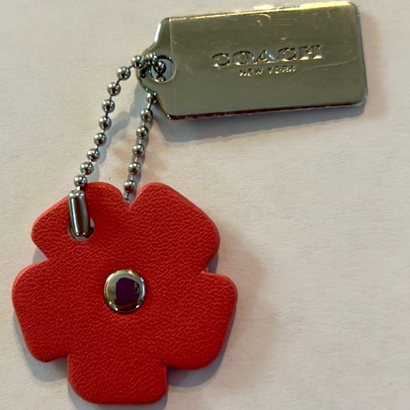 Coach Tea Rose and Coach silver metal Tag Keychain/ Bag Charm - Picture 5 of 7
